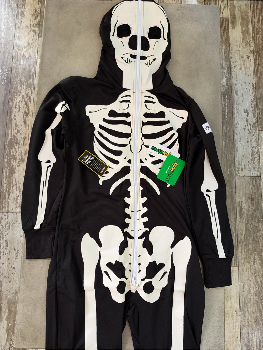 Tipsy Elves Skeleton Costume Hooded Full Zip Jumpsuit Size Small Unisex NWT